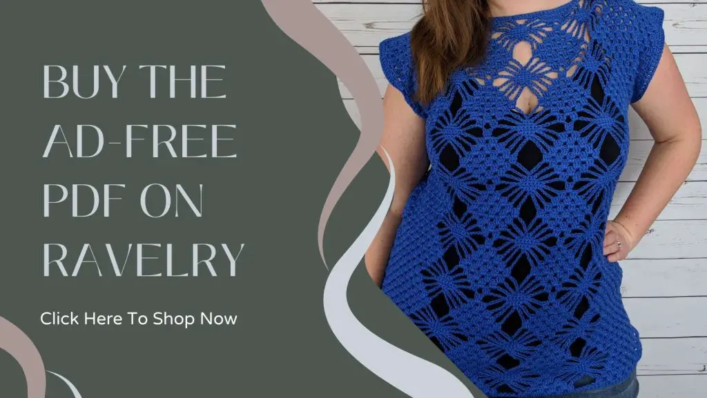 Link to buy the Free Crochet Top Pattern - Chasing Diamonds Tunic on Ravelry. 