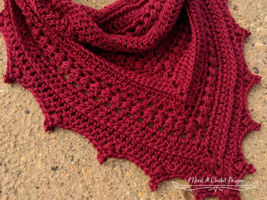 Flat lay of Free Crochet Cowl Pattern - Bauble Bandana Cowl, showing the texture. 