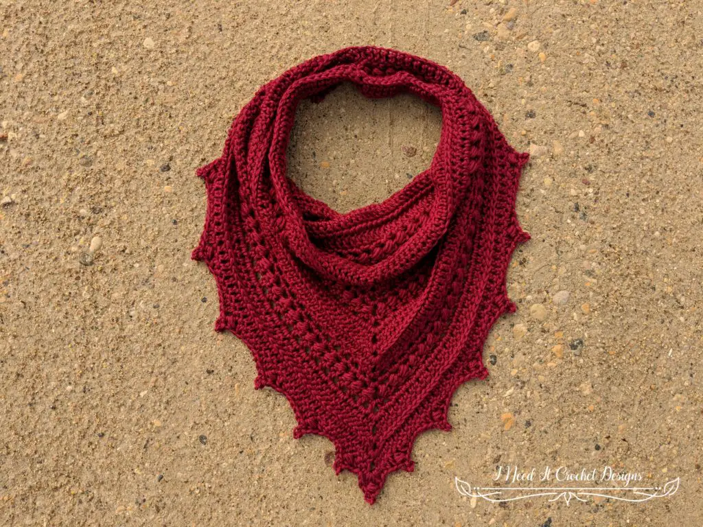 Image of of the Bauble Bandana Cowl, featuring crochet bead stitches, which you can learn by following the crochet bead stitch tutorial. 