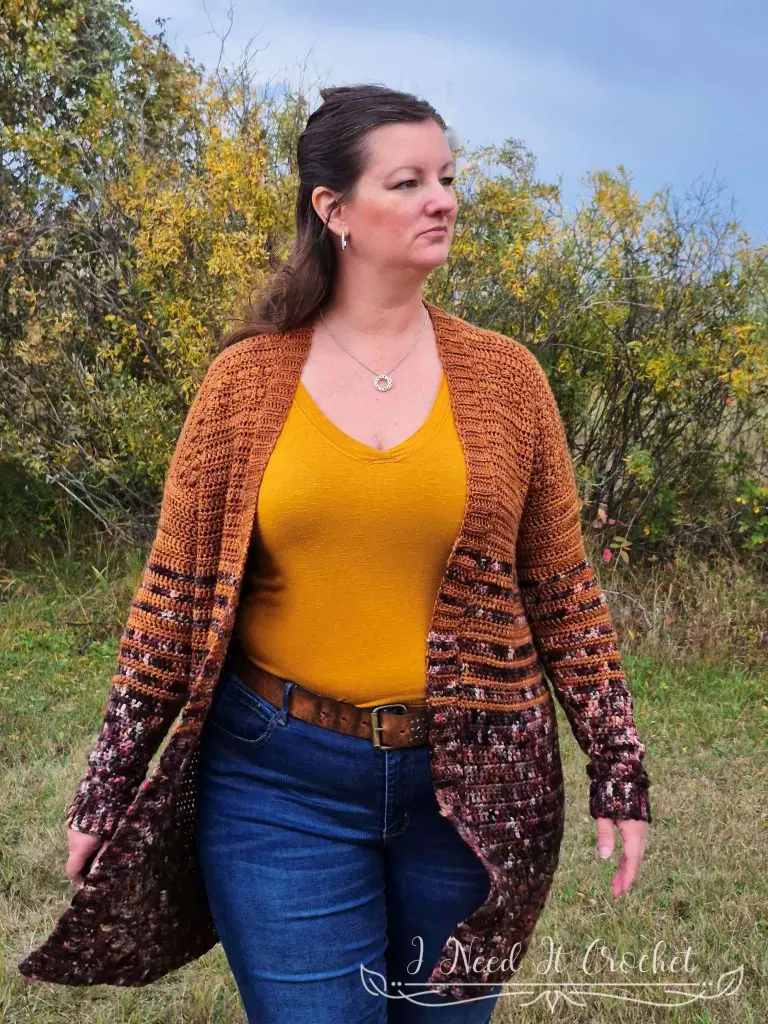 Handmade Boxed Baubles Cardigan crochet pattern with textured stitches and relaxed fit