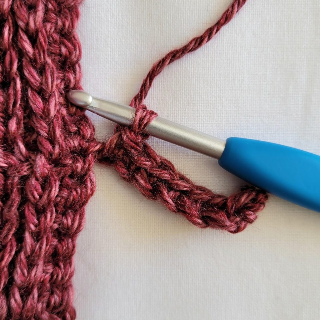 Single crochet worked into the second chain from the hook for the crochet cardigan pattern