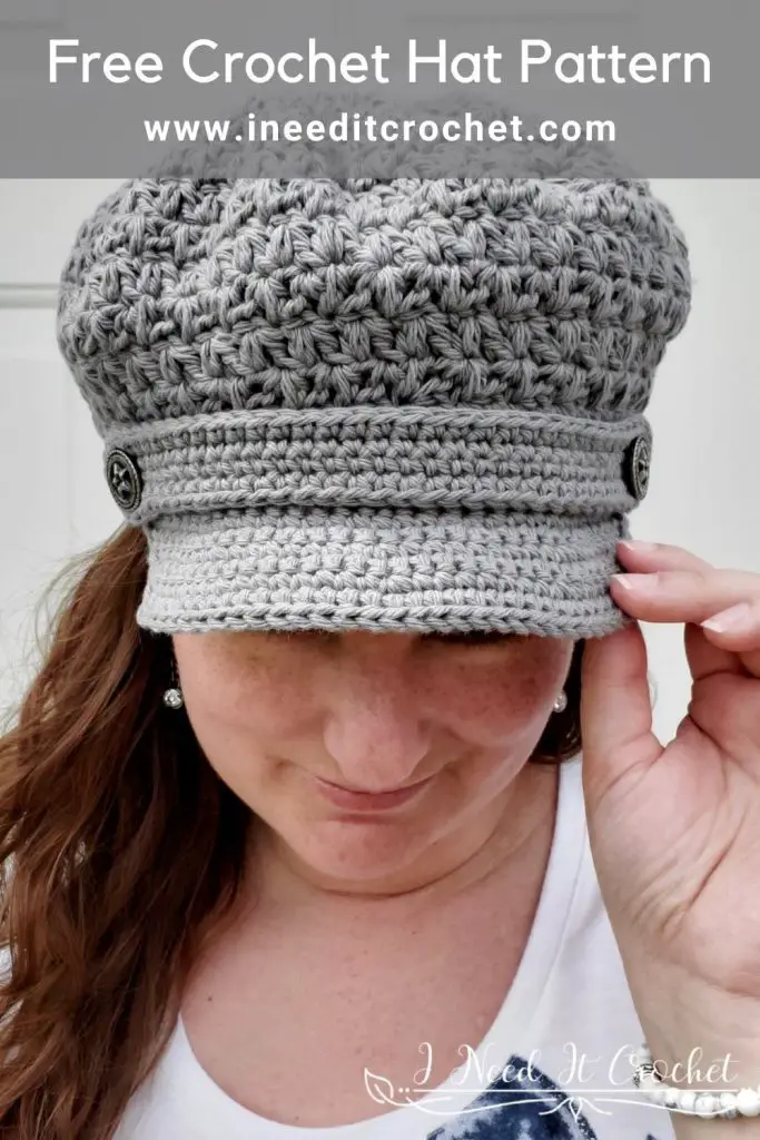 Link to pin the Mixed Cluster Newsboy - Free Crochet Hat Pattern on Pinterest. 