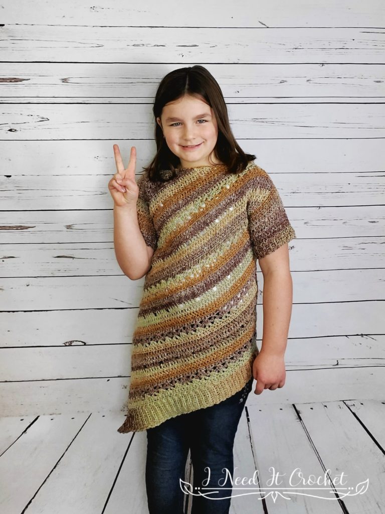 Tilted Tunic (Child/Youth) - Free Crochet Sweater Pattern