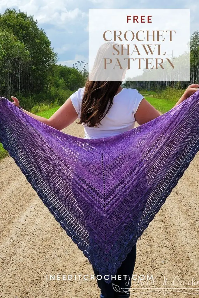 Link to pin the Free Crochet Shawl Pattern - All About That Drape shawl on Pinterest. 