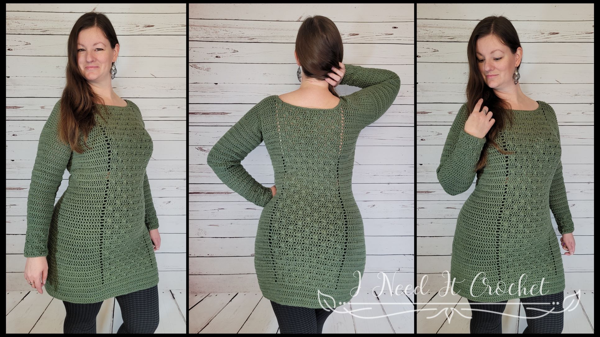 Double Cross Sweater Dress - Free Crochet Pattern