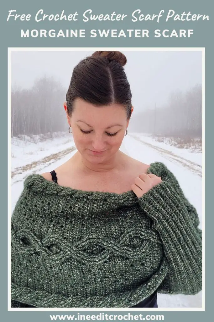 Pinterest Pin for the Morgaine Sweater scarf. 