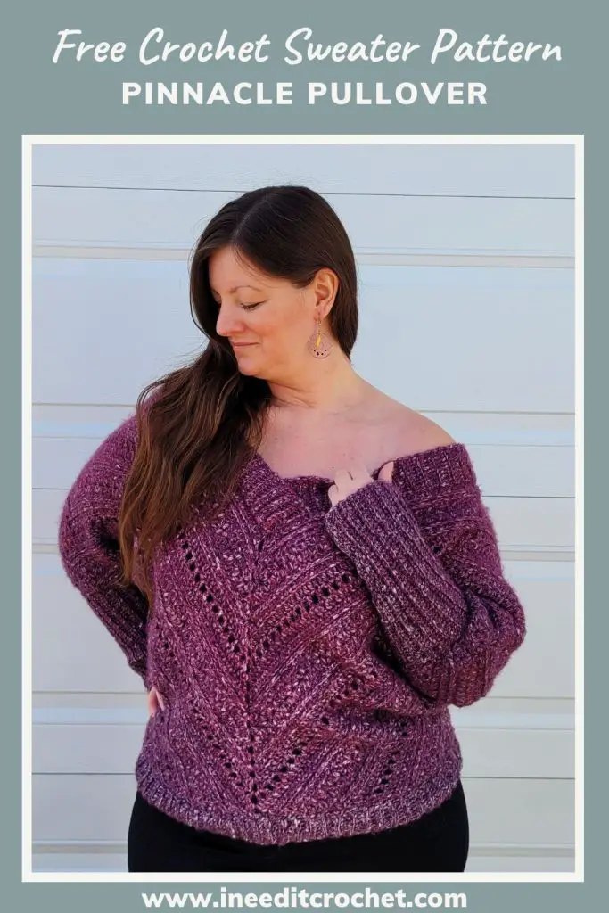Link to pin the Free Crochet Sweater Pattern - Pinnacle Pullover on Pinterest. 