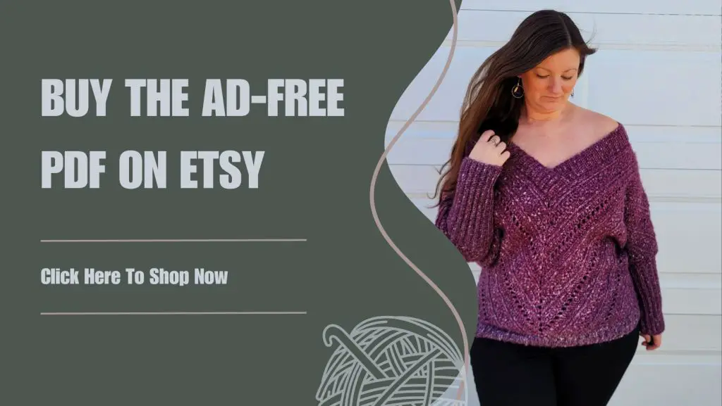 Link to buy the Free Crochet Sweater Pattern - Pinnacle Pullover on Etsy. 