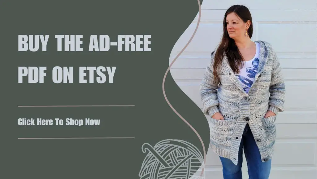 Link to buy the Free Crochet Cardigan Pattern - Trailhead Cardigan on Etsy. 