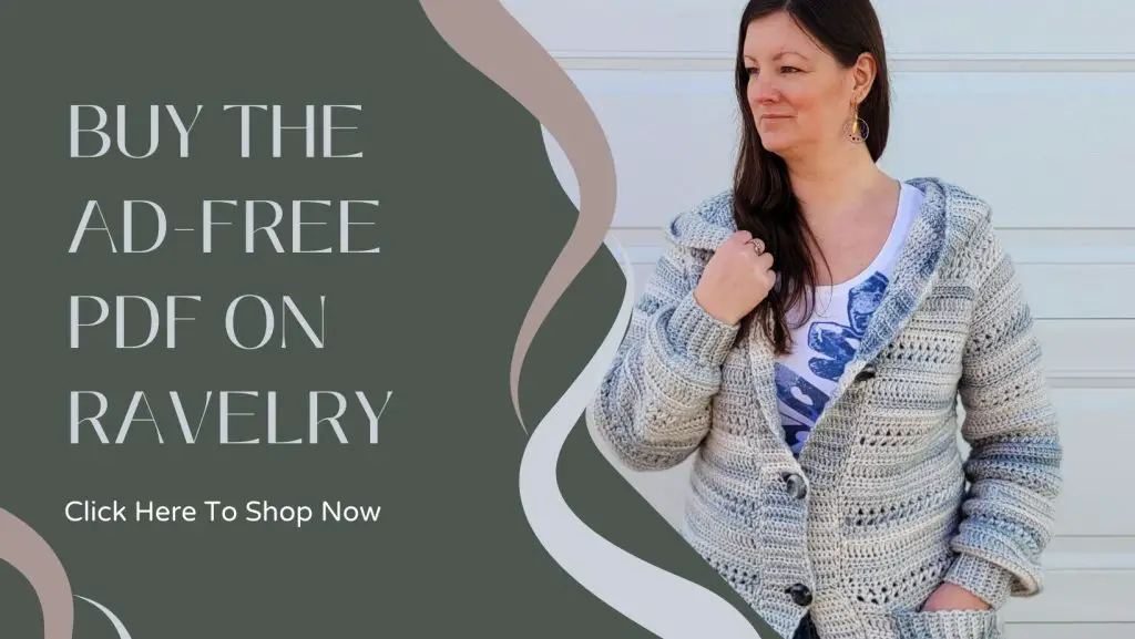 Link to buy the Free Crochet Cardigan Pattern - Trailhead Cardigan on Ravelry. 