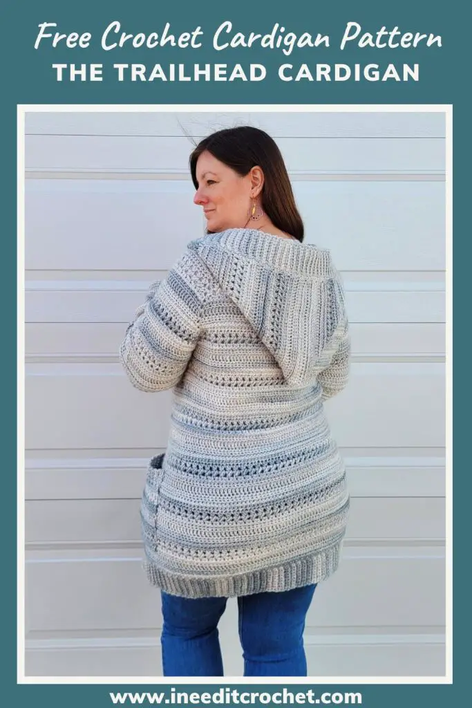 Link to Pin the Free Crochet Cardigan Pattern - Trailhead Cardigan on Pinterest. 