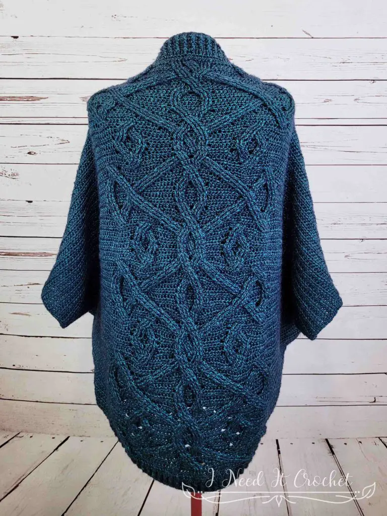 Stylized photo of Free Crochet Shrug Pattern - Sorcha Shrug. 