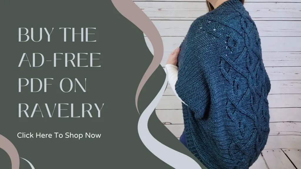 Link to buy the Sorcha Shrug on Ravelry. 