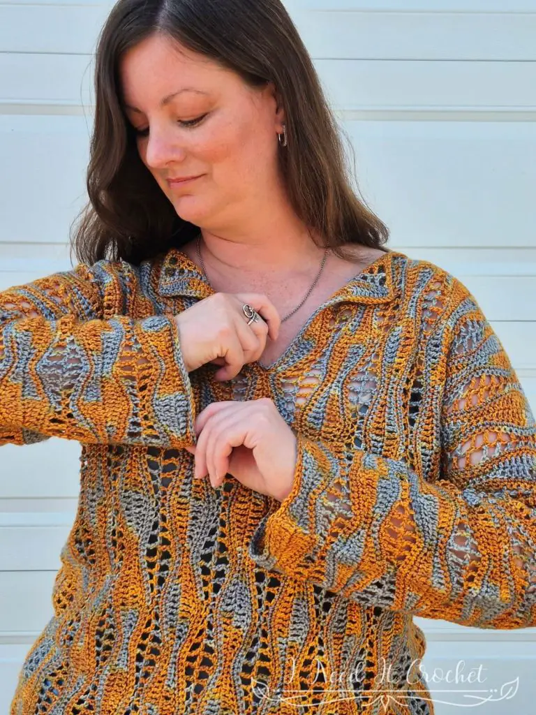 Sleeve detail highlighting the stitch texture of the Europa Top pattern