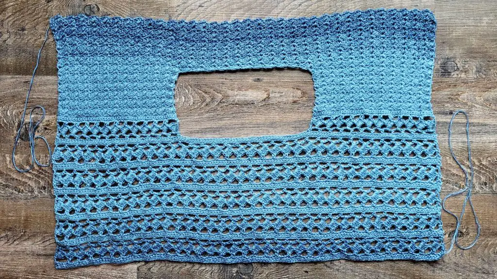 Figure 8 showing the completed upper back and upper front panels.