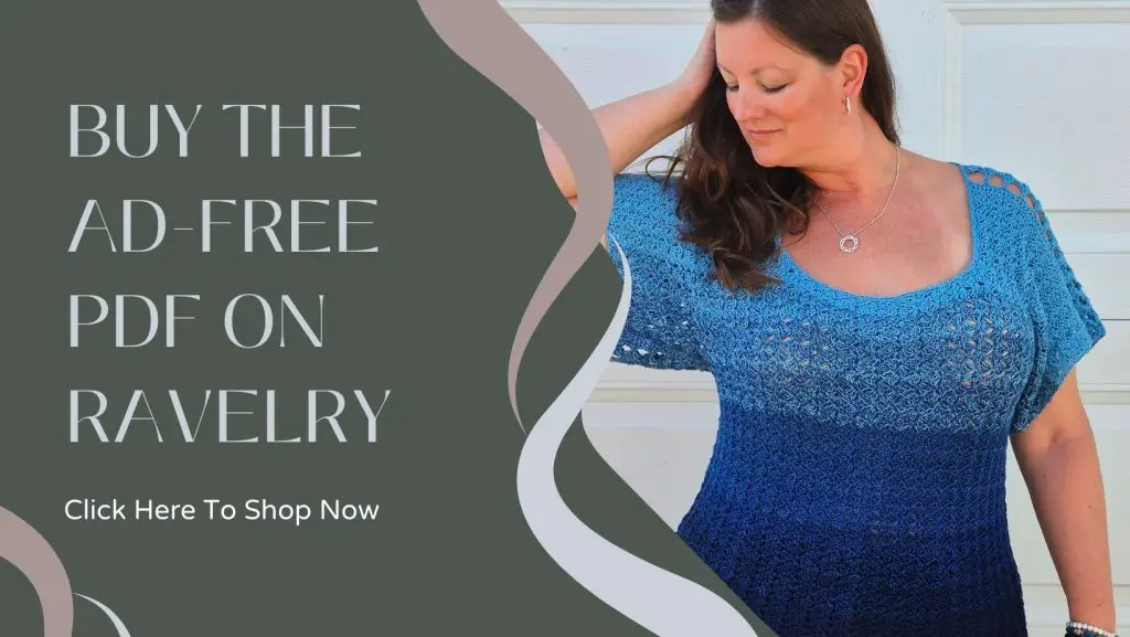 Link to buy the Slightly Slanted Blouse crochet pattern on Ravelry.