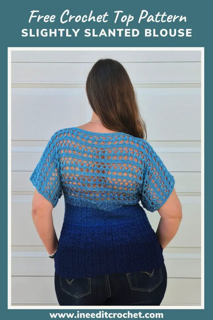Link to pin the Slightly Slanted Blouse crochet pattern on Pinterest. 