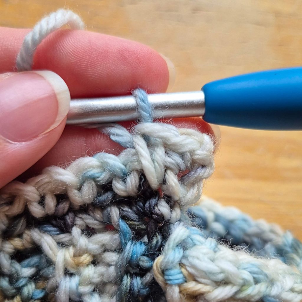 Completed spiked single crochet stitch showing the vertical spike texture