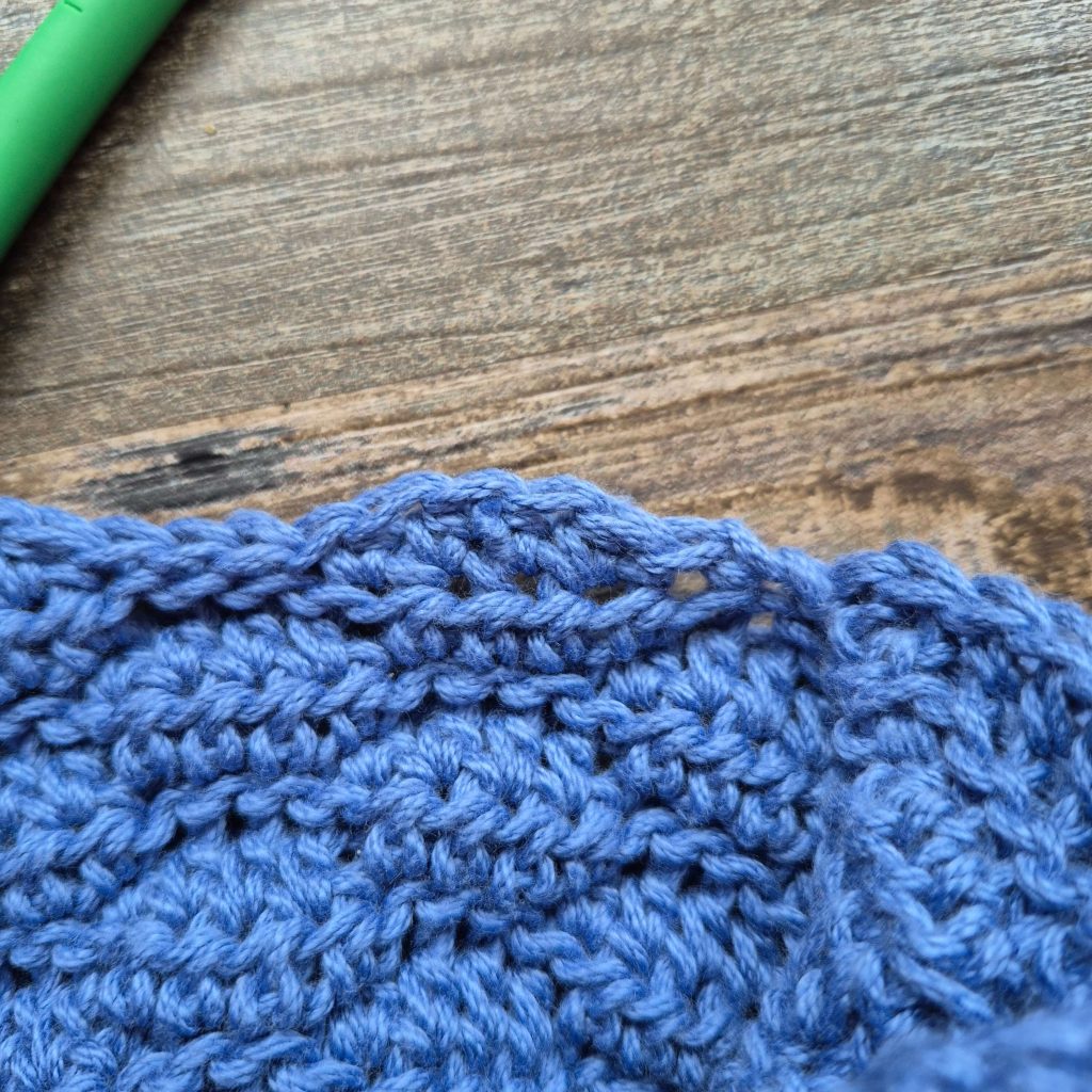 Shows properly aligned stitches.