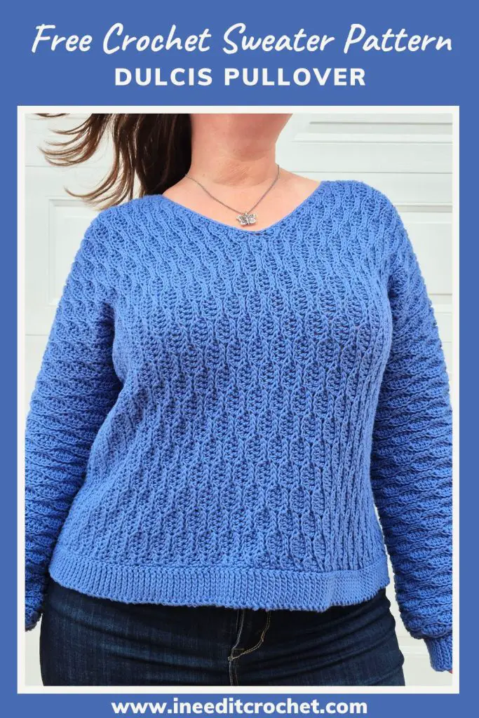 Link to pin the Free Crochet Sweater Pattern: The Dulcis Pullover on Pinterest.